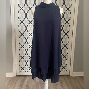 Vince Camuto mock neck navy blue dress. Size 10